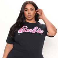 Polyester Plus Size Women Short Sleeve T-Shirts & loose printed letter black PC