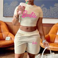 Polyester Plus Size Women Casual Set midriff-baring & two piece Pants & top printed letter Set