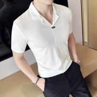 Polyester Slim Men Short Sleeve T-Shirt & breathable patchwork Solid PC