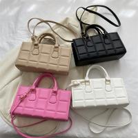 PU Leather Box Bag Handbag soft surface & attached with hanging strap plaid PC