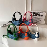 PU Leather Hobo Bag Handbag contrast color & soft surface & attached with hanging strap Polyester Argyle PC