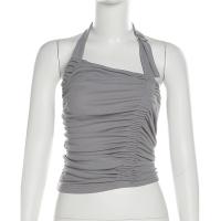 Cotton Slim Camisole backless plain dyed Solid gray PC