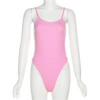 Polyester Slim Sexy Teddy backless plain dyed Solid PC