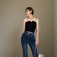 Polyester Tube Top midriff-baring plain dyed Solid PC