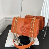 PU Leather Box Bag Crossbody Bag with chain & soft surface Lizardstripe PC