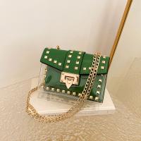 PU Leather Crossbody Bag with chain & transparent & studded PC