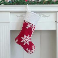 ポリエステル クリスマスデコレーションソックス スノーフレークパターン 赤と白 一つ
