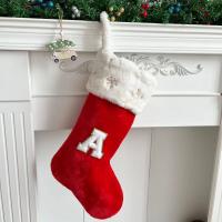 Polyester Kerstdecoratie sokken Brief rood en wit stuk