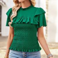 Polyester Vrouwen short sleeve blouses Lappendeken Solide meer kleuren naar keuze stuk