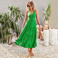 Polyester Slip Dress mid-long style & slimming patchwork Solid PC