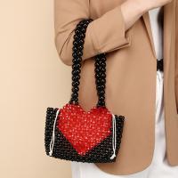 Acrylic & Polyester Easy Matching Shoulder Bag heart pattern black PC