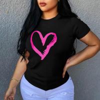 Polyester T-shirts femmes à manches courtes Imprimé motif cardiaque plus de couleurs pour le choix pièce
