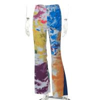 Polyester Slim & bell-bottom Women Long Trousers printed PC