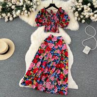 Polyester front slit & High Waist Two-Piece Dress Set two piece shivering : Set