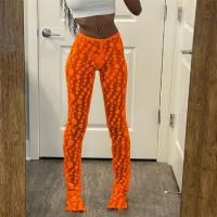 Spandex & Polyester Slim & High Waist Women Long Trousers see through look printed dot PC