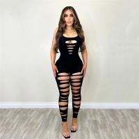 Polyester Women Sexy Jumpsuit & skinny & hollow Solid PC