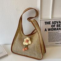 Straw & PU Leather Easy Matching Woven Shoulder Bag large capacity floral PC