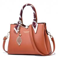 PU Leather with silk scarf & hard-surface Handbag durable & attached with hanging strap Solid PC