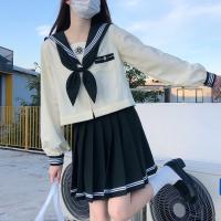 Polyester Slim Women Sailor Suit with bowknot & two piece green Set