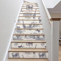 PVC Adhesive & dampproof Wall Stickers printed animal prints blue PC