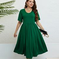 Polyester Waist-controlled & Plus Size One-piece Dress green PC