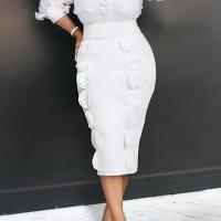 Polyester Slim & Plus Size Maxi Skirt white PC
