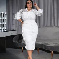 Polyester Slim & Plus Size Two-Piece Dress Set & two piece white PC