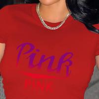 Polyester Plus Size Women Short Sleeve T-Shirts & loose printed letter PC