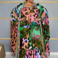 Polyester Plus Size Women Casual Set & loose skirt & shawl printed floral Set