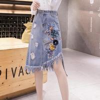 Polyester Slim Maxi Skirt floral blue PC