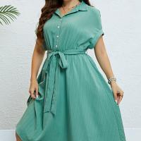 Polyester Waist-controlled & Plus Size One-piece Dress green PC