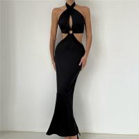 Polyester High Waist Sexy Package Hip Dresses backless Solid PC