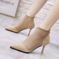 Rubber & PU Leather & Gauze heighten High-Heeled Shoes & breathable Pair