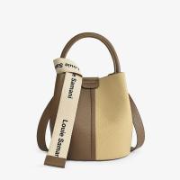 PU Leather Easy Matching Handbag contrast color & attached with hanging strap Lichee Grain coffee PC