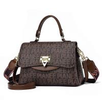 PU Leather hard-surface Handbag attached with hanging strap letter PC