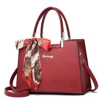 PU Leather with silk scarf & easy cleaning Handbag durable & attached with hanging strap Solid PC