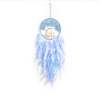 Alambre de cobre & Vaso de cristal & Pluma & Hierro & El plastico Dream Catcher Colgante Adornos, patrón de árbol, azul,  trozo