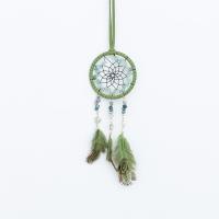 Leather & Gemstone & Feather & Iron Creative Dream Catcher Hanging Ornaments for home decoration green PC