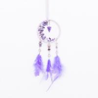 Gemstone & Crystal Glass & Feather & Iron Creative Dream Catcher Hanging Ornaments for home decoration purple PC