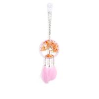Copper Wire & Leather & Gemstone & Crystal Glass & Feather & Iron Creative Dream Catcher Hanging Ornaments for home decoration pink PC