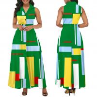 Polyester Einteiliges Kleid, Gedruckt, Geometrische, mehr Farben zur Auswahl,  Stück