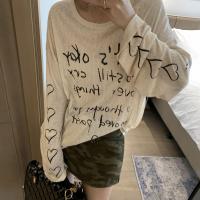 Polyester Women Long Sleeve T-shirt slimming & loose printed letter PC
