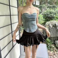 Polyester Pleated Skirt  patchwork Solid PC