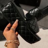 Rubber & PU Leather Flange Slipper geometric Pair