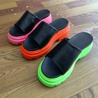 Rubber & PU Leather Flange Slipper Pair