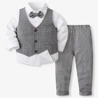 Coton Ensemble de vêtements de garçon Cravate & Gilet & Pantalon & Retour au début Patchwork Solide plus de couleurs pour le choix Ensemble