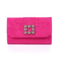 Canvas & Polyester Easy Matching Clutch Bag with chain & soft surface & with rhinestone Solid fuchsia PC