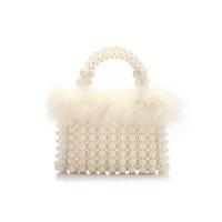 Plastic Pearl & Polyester Easy Matching Handbag with chain & soft surface Solid white PC
