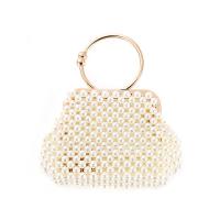 Plastic Pearl Easy Matching Handbag with chain & soft surface Solid white PC