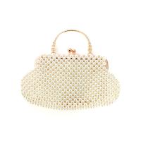 Plastic Pearl Concise & Easy Matching Handbag with chain & soft surface Solid white PC